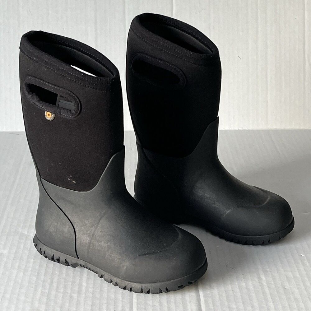 Bogs Little Kids York Solid Black Insulated Rain Boots Waterproof Snow Rain 13